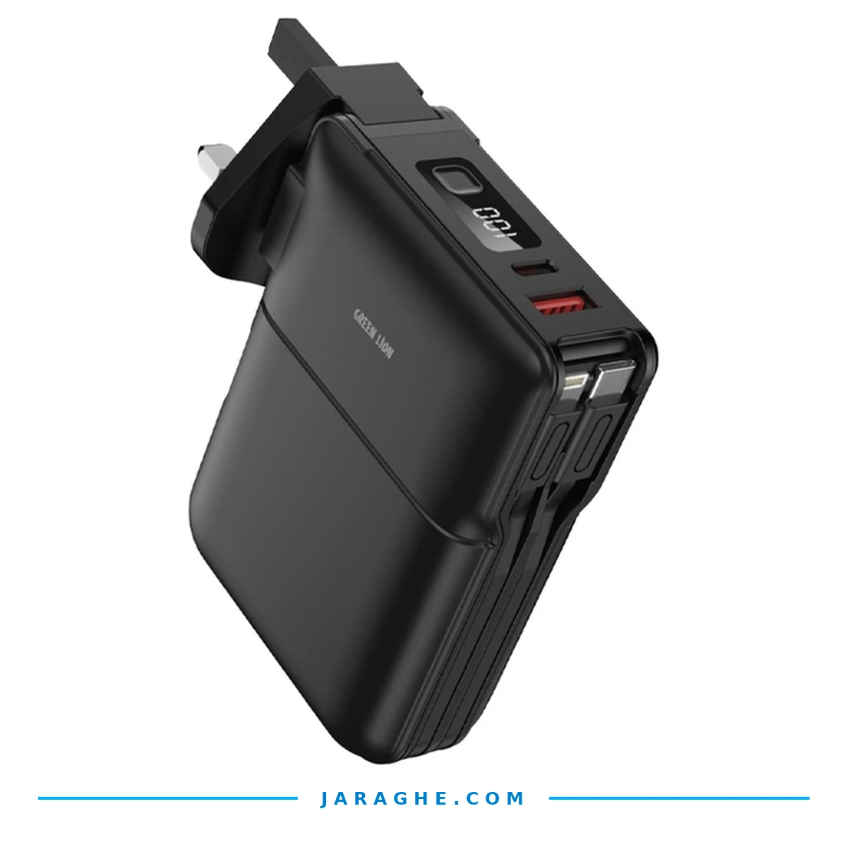 power-bank-green-lion-travel-10000mah-adapter-holder-jaraghe-01-front پاوربانک مسافرتی Green Lion Travel Power Bank 10000mAh - تصویر 1